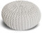 casamia Pouf Ø 55 o. 45 cm Strickhocker Sitzpouf Bodenkissen für Innen Indoor Größe ø 55 cm, Farbe weiß