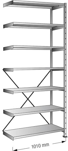 kaiserkraft | Steckregal | verzinkt | 7 Böden | Höhe 2640 mm | Bodenbreite 1000 mm | Tiefe 400 mm | Anbauregal