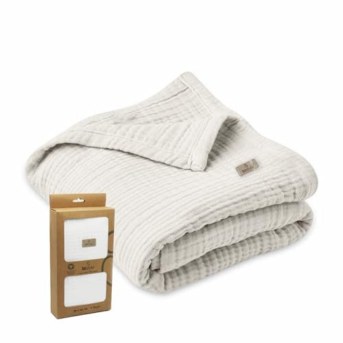 bistyle Musselin Babydecke Sommer für Babys Kinder dünne atmungsaktive Sommerdecke Puckdecke Baumwolle Mädchen Junge (Ecru)