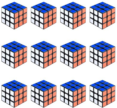 Luckious 12 PCS Mini Magic Cube, Mini Cube Set, Party Favour Party Pack Stuffer, Suitable for Classroom Rewards, Children, Adults, Elderly, Educational Toys Gifts (3x3 Cm)