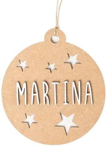 WONDEE Bolas Navidad Personalizadas, Pack 2 Bolas de Navidad para Personalizar con Nombre en Casa con la Familia (Incluye Kit Letras y Cuerda), Adornos Navideños Personalizados Originales, Ecológico
