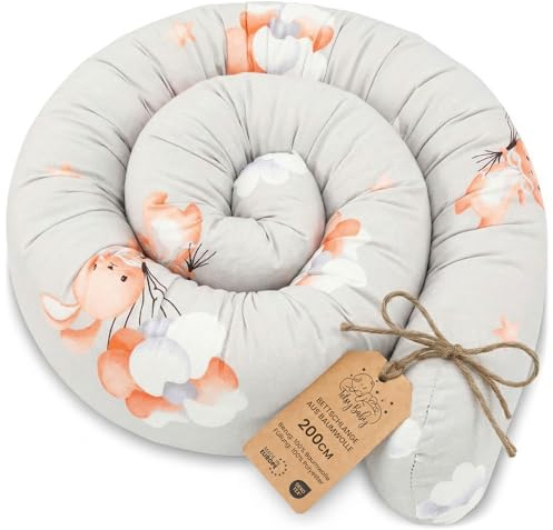 Totsy Baby Cuscino per dormire laterale e per il corpo 200 cm - Cotone Cuscino lungo Decorazione per cameretta bambina e bambino Oeko-Tex Conigli