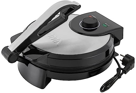 Qussse 1 200 W Roti Maker, non-stick tortillapress, dubbelsidig uppvärmning, justerbar temperatur, för tortillas tacos, 26 cm