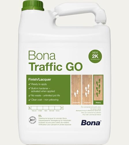 Bona Traffic GO Ultra Matt 1 Litre - 2K waterborne Wood Floors Lacquer with a Built-in Hardener