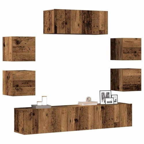Iiaky Conjunto de Mueble de TV 7 Piezas Mueble TV Salon Muebles de Salon TV Muebles de Salon montado la Pared Madera Vieja // 3329013