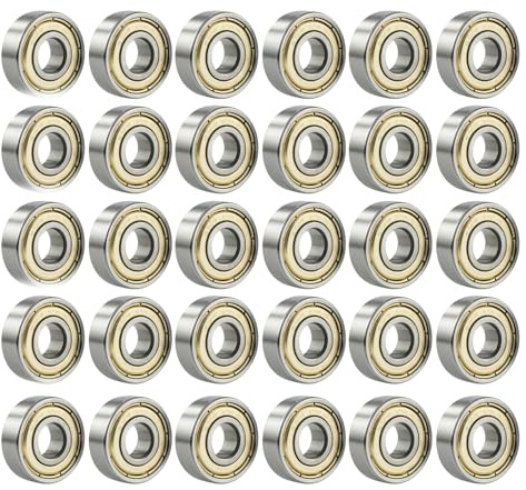 30 Piezas Rodamientos de Bolas 608ZZ, 8 mm x 22 mm x 7 mm, Rodamientos Miniatura de Ranura Profunda con Doble Sello Metálico, para Monopatines, Scooters, Patines en Línea