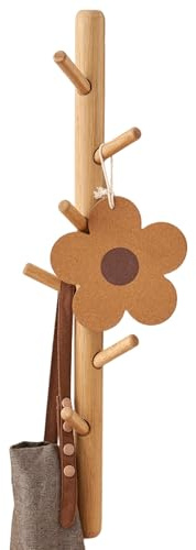 OAKERLAND Wooden Coat Rack Wall Mounted, 70cm Oak Floating Hooks for Jackets, Bag, Scarves, Handbags, 7 Hooks Branch Shape Coat Rack for Entryway, Living Room, Bedroom, Office