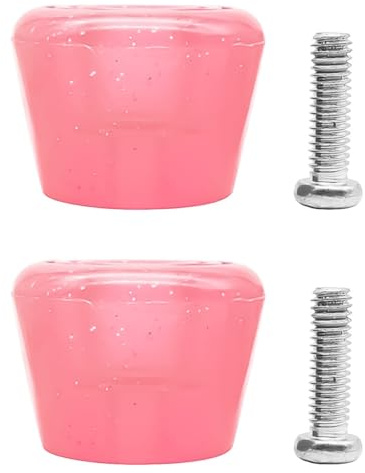 Hoite Juego de 2 topes para patines, universales, de goma PU con tornillos (rosa transparente)
