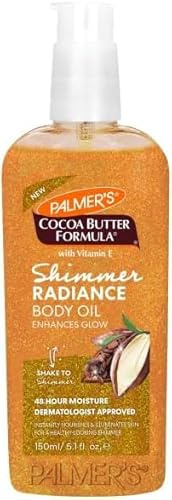 Pelmer Cocoa Butter Formula Shimmer Radiance Body Oil, 150ml, Vitamin E Enriched, 48-Hour Moisture