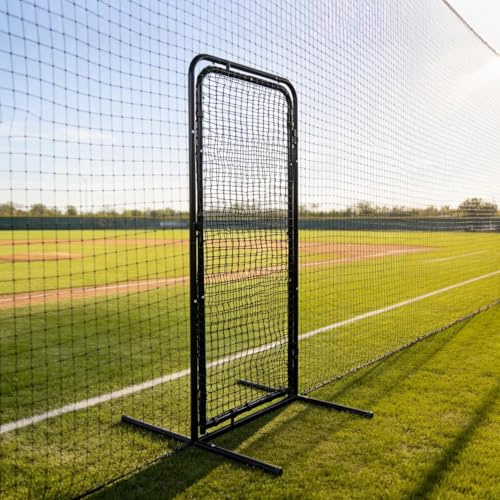 2.8 X 6.3 ft Baseball Batting Cage Door, Heavy-Duty Steel Tube Freestanding Baseball Cage Door, HDPE Mesh, Multi-Locking Sturdy Frame, Recessed Installation, Ideal For Baseball Clubs & Sports Centers