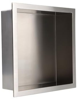 Corso Bathrooms 304 Stainless Steel Recess Shower Niche - Stainless Steel Finish (300 x 300mm) - Waterproof Modern Space Saving Shower Storage