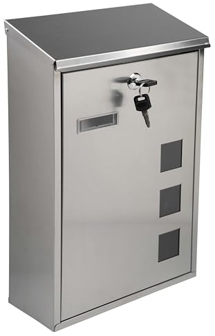 Crystals Wall Mounted Post Box Outdoor Stainless Steel Letter Box with Lock & Keys, Weatherproof Mailbox with Viewing Window, Newspaper Holder & Nameplate Slot – Secure Home & Office Mailbox