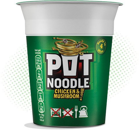 Chicken and Mushroom flavour Pot Noodles 6 cups 90g