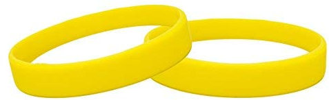 Silicone Wristbands Pack Of 10 Youth Sizes Choice Of Colours (Yellow)