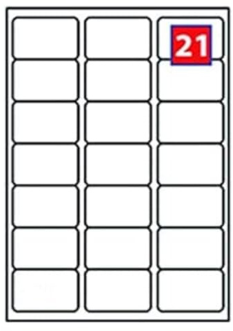 EJRange 21 Labels per A4 Sheet, 100 Sheets 2100 Labels Total, Self Adhesive Address Mailing Printer Labels–Compatible with Inkjet and Laser Printers – Printable Sticky Sheet Labels