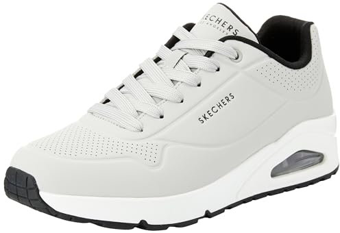 Skechers Herren UNO Stand ON AIR Sneaker, Light Gray Durabuck/Black Trim, 42.5 EU