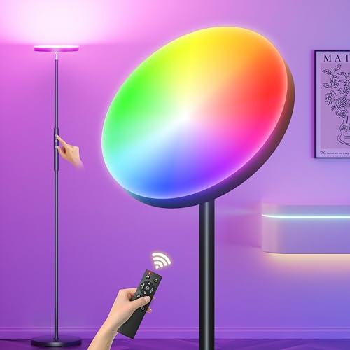 Lampada da Terra a LED, 3000LM 36W Piantana da Salotto con Dimmerazione Continua 2700K-6500K, Piantana da Terra RGB con Telecomando e Controllo Touch, 69 Lampada per Soggiorno Camera da Letto Ufficio