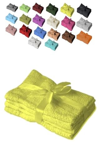 EXKLUSIV HEIMTEXTIL Handtuchserie im Set mit Schleife Marke Gästehandtuch 4er Set 30 x 50 cm Gelb
