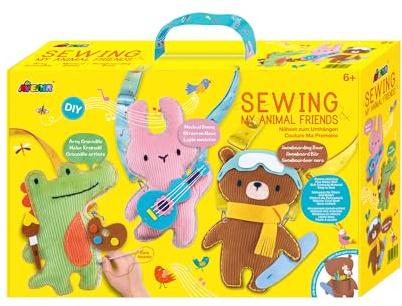 Avenir 6301576 DYI Nähset, Sewing Tiere, Umhängetiere 3er Set, Bastelset für Kinder, Kreativset, ab 6 Jahren