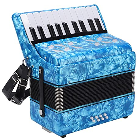 Accordéon 22 Touches, Excellente qualité Sonore, Conception Standard Professionnelle, Jeu Simple et Flexible, Matériaux de qualité Supérieure, en Celluloïd, Sangles Réglables,