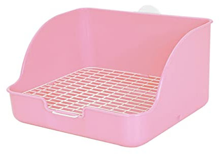 BELLIFFY Kasten Hamster Toilette Haustierpfanne Schweinekäfig Kaninchenpellets Stall Liner Hamster klo kaninchentoilette kleine Haustierkäfigversorgung Häschen Toilette Plastik Rosa