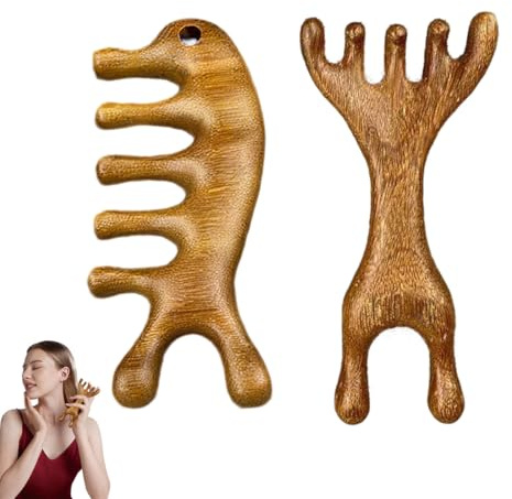 HABNI 2 Pcs Peine De Masaje Masajeador De Cuero Cabelludo De Madera Dos Estilos Diferentes Cepillo Masajeador Cuero Cabelludo Diseño Ergonómico Para Relajación Y Estimulación Capilar Masajeador