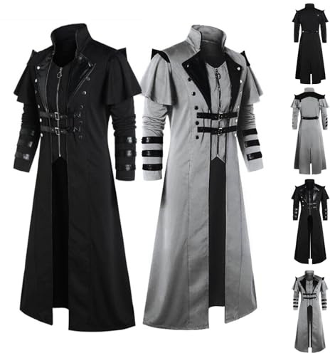 Mens Victorian Costume Knight Steampunk Jacket Men's Gothic Waistcoat Renaissance Frock Coat Medieval Retro Blazers Tuxedo Cosplay Windbreaker Gentleman Overcoat for Festival Halloween Party