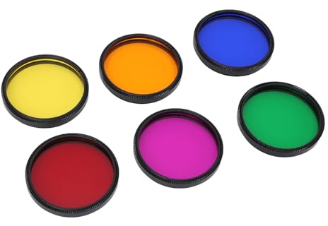 Akozon Set di Filtri per Oculare per Telescopio Osservazione Planetaria - Set di Filtri Lunari per Oculare per Telescopio da 2 Pollici con - 6 Colori M48x0,75 Mm