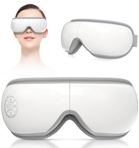 Eye Massager with Heat & Bluetooth Music, Electric Foldable Sleep Mask, Rechargeable Heated Eye Mask for Relieve Puffy & Dry Eyes, Birthday Gifts for Women Men