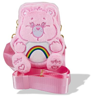 Sonix x Care Bears Plush Phone Pouch - Fuzzy Crossbody Shoulder Bag, Furry Universal Smartphone Travel Purse Wallet | Cheer Bear - Pink
