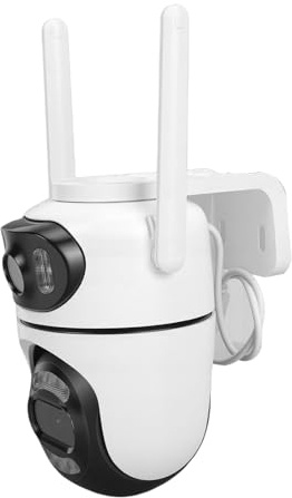 Luocute Cámara de Seguridad con Inclinación Panorámica de 8MP, Cámara para Exteriores a Prueba de Agua IP66 con Detección de Movimiento AI de Doble Lente con Aplicación, para Sitio de