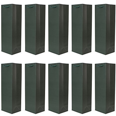 10er Packung Flaschentüten Geschenktüten dunkelgrün für Wein Sekt und Champagner geeignet 36x12x10
