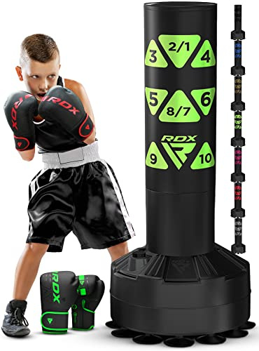RDX Jugend Freistehender Boxsack 4ft Junior Standboxsäcke Trainingshandschuhe, MMA, Kickboxen,Boxen, Kampfsport, Muay Thai, Boxpartner, Punchingsäcke, Tumbler Boxsäcke Saugfuß (MEHRWEG)