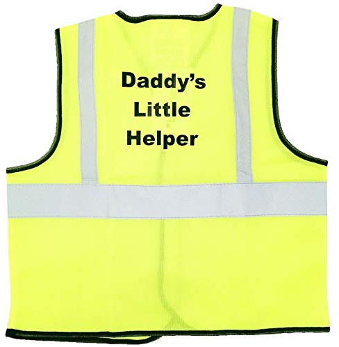 Childrens High Visibility Vests Waistcoat Jacket Hi Vis Safety Daddy Nanny Helper (3-5 Years, Daddy's Little Helper)