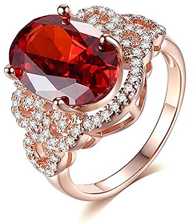 Bagues en argent classiques pour femmes avec forme ovale pierres précieuses rubis couleur or rose charme dame bijoux cadeau