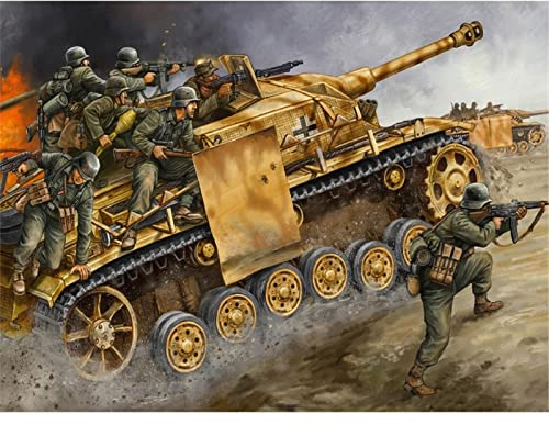 YSCOLOR Diamond Painting Diy Diamond Broderi World War Ii Wehrmacht Guns Tank Militär Diamantmålning Cross Full Heminredning Tillbehör 30X40Cm