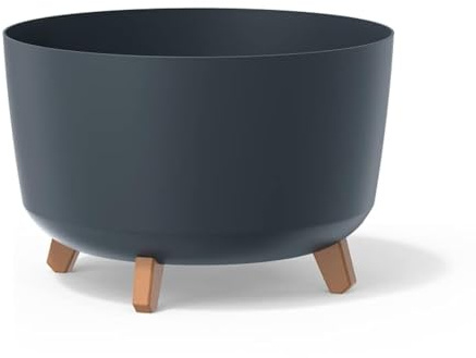 Prosperplast Gracia Standard blomkruka med avtagbara ben inkl. insats för inomhus- och utomhusbruk, planteringskruka, rund plast (390 mm, antracit)