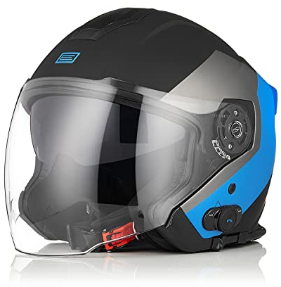 ORIGINE Casco Moto Jet Bluetooth Omologato ECE con Doppia Visiera
