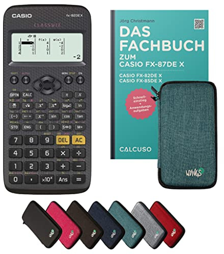 Casio fx-82DE X Incl. Funda Protectora Turquesa y Libro especializado (80 páginas, DIN A5) – Calculadora científica – Smart Set (Alemán)