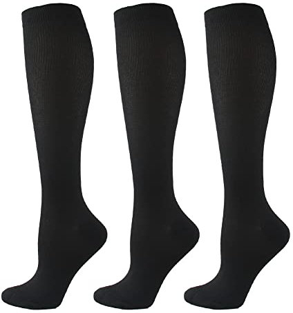 HYCOPROT 3 Paar Kompressionsstrümpfe für Damen und Herren, Kompressionssocken Stützstrümpfe 15-20 mmHg laufstrümpfe kompression für Fitness, Flug, Sport, Laufen, Radsport, Reise