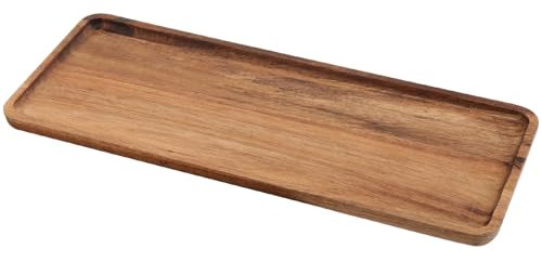ZEONHEI 1 bandeja decorativa de madera de acacia, bandeja rectangular de madera, bandeja rectangular de madera, bandeja decorativa alargada, pequeña, bandeja decorativa para servir, restaurante, bar,