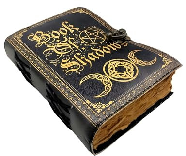 ANSAR HANDICRAFTS Leeres Zauberbuch der Schatten, Tagebuch mit Verschlussverschluss, Requisite, Vintage, handgefertigt, Leder, Tagebuch, geprägt, Gebet, heidnisch, Antik-Hexereibedarf, Wicca-Notizbuch