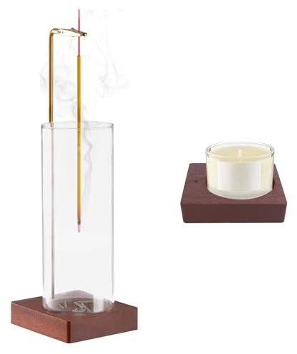 Luckwaii Räucherstäbchen Halter mit Abnehmbarem Aschefänger Aus Holz Rund Basis Umgedrehter Räuchergefäß Modern Style Weihrauchbrenner für Room Décor Räucherstäbchenhalter Meditation Yoga