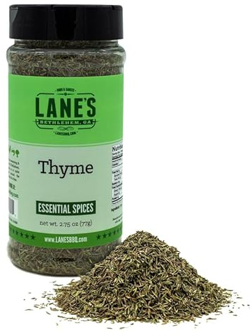 Lane's Thyme Seasoning, 2.75 oz - Dried Thyme Leaves for Cooking, Herbaceous Aroma & Robust Flavor, Ideal for Roasts, Vegetables, Sauces & Marinades, Gluten-Free, All-Natural Spice, Made in USA