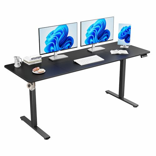 ERGOMAKER Elektriskt Ståbord, Elektriskt höj- och sänkbart skrivbord, sitt och stå, litet minne, skrivbordsskiva för dator, hemmakontor (Svart, 170x60 cm)