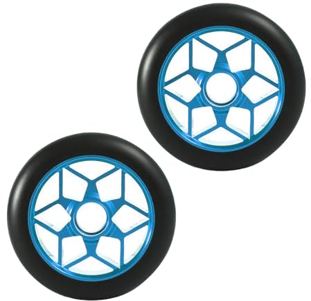 2 Piezas Ruedas de Patinete Scooter 110 mm, Ruedas de Repuesto para Patinete con Rodamientos ABEC-9, para Mayoría de Patinetes, Scooters (Azul)