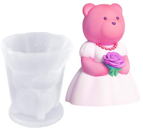 Stampo per candele a forma di orso nuziale, stampo in silicone per candele,Stampo per ornamenti in gesso per sposo e sposa - Forniture per la produzione di candele antiaderenti, stampo decorativo