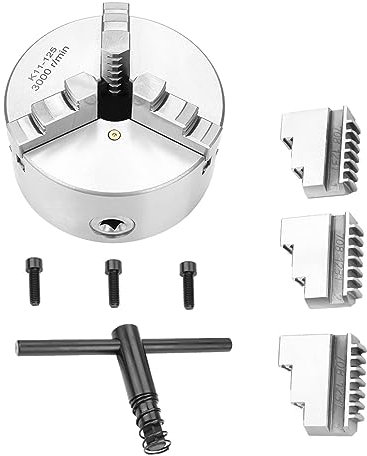 SANOU K11 125 Mandrin de tour à 3 mâchoires, mandrin de tour à centrage automatique, diamètre de 125 mm pour tour à bois, conception compacte, haute précision, grande plage de
