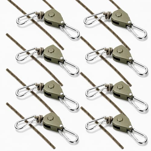 CREECHWA 4M - Vientos reflectantes con tensor de cuerda, 8 vientos para camping, vientos para vela de sol negra, cuerda de tienda de campaña con tensor, accesorios para tienda de campaña, fácil de
