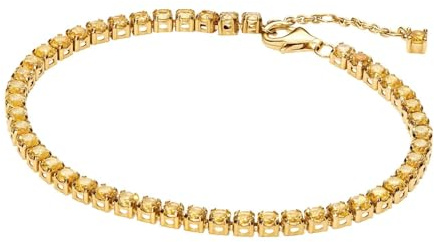 Pandora Pulsera de tenis para mujer, oro amarillo, 561469C03, 561469C03-20, Plata de ley, No es una piedra preciosa